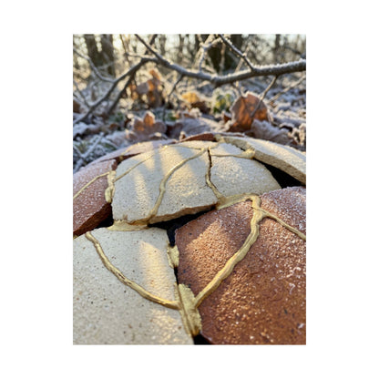 Broken Pottery Crackle Gold Wall Art Print | Philosophical Kintsugi Art