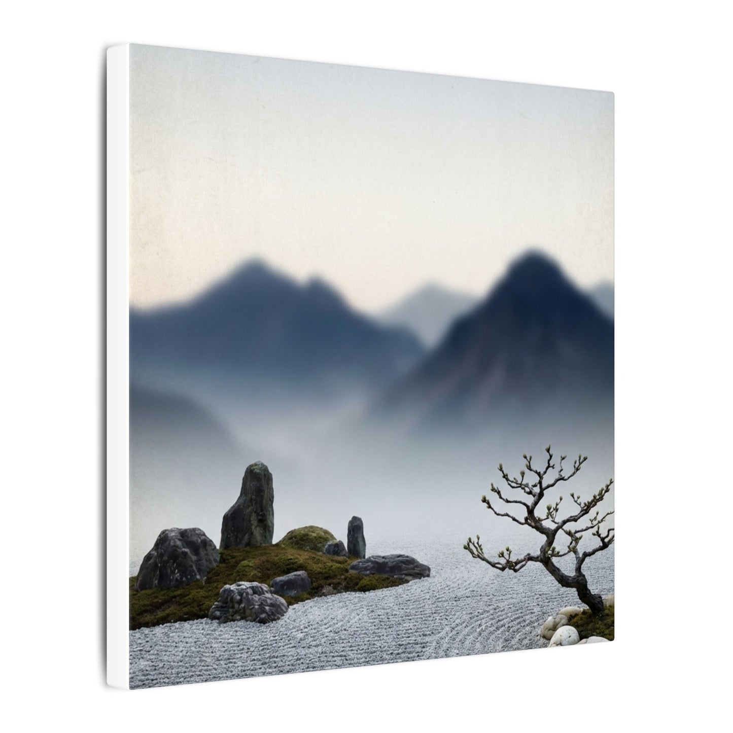Mountain Mist Karesansui Canvas Art | Contemplative Zen Art