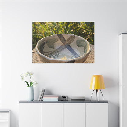 Earthy Ceramic Bowl Canvas Art - Japanese Pattern Japandi