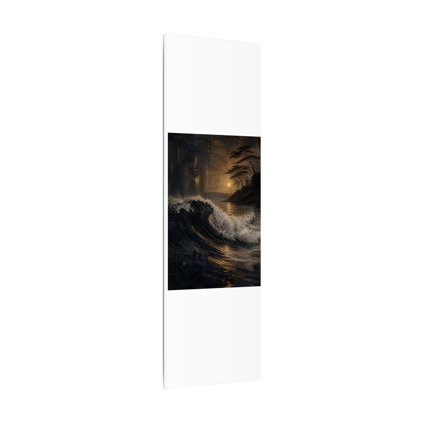 Ocean Wave Dark Texture Canvas Art | Bold Dark Japandi Art