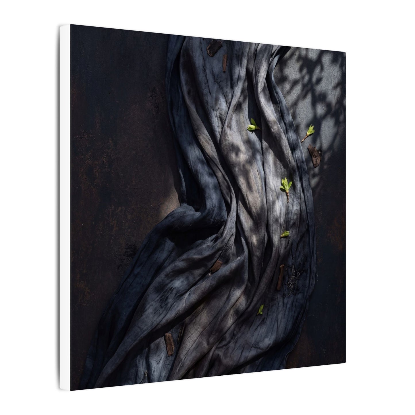 Seijaku Silk Drape Canvas Art - Dark Japandi Dark Texture