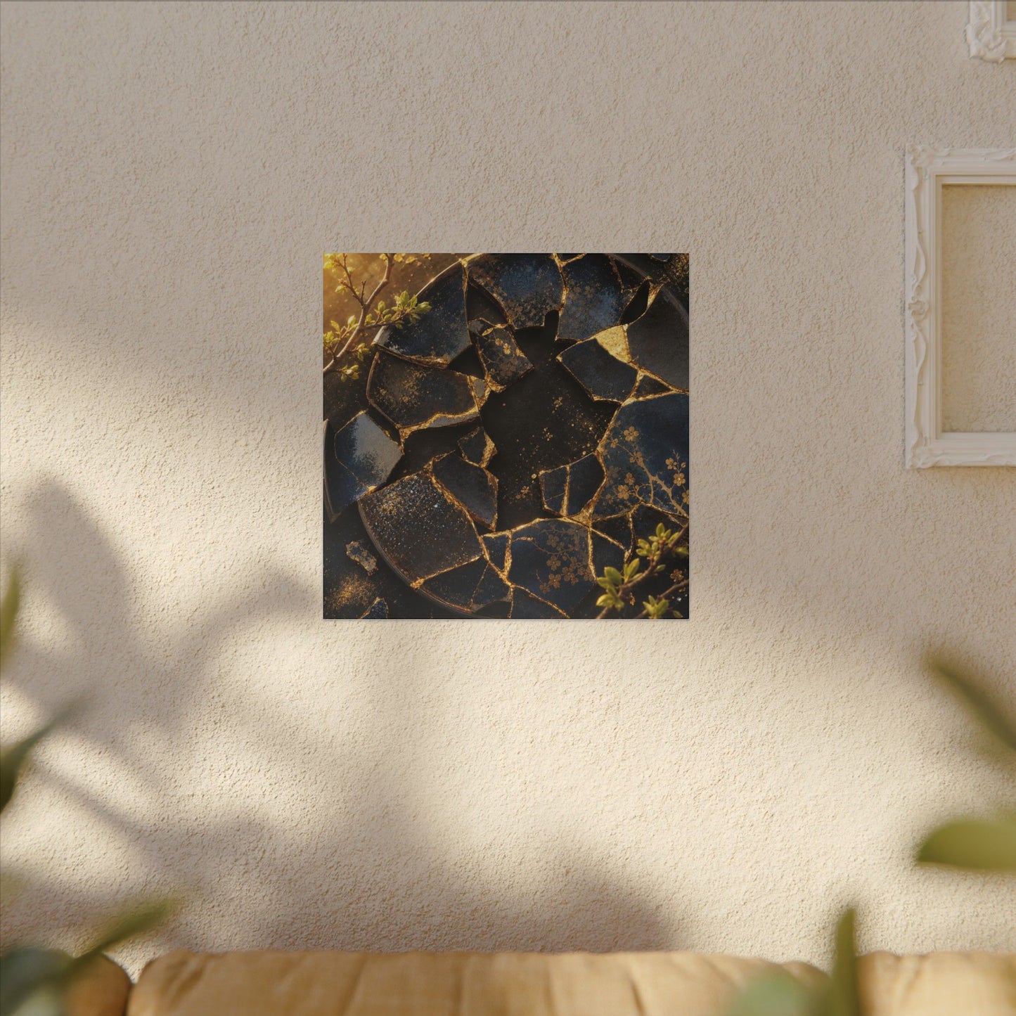 Golden Hour Broken Pottery Canvas Art - Kintsugi Ma