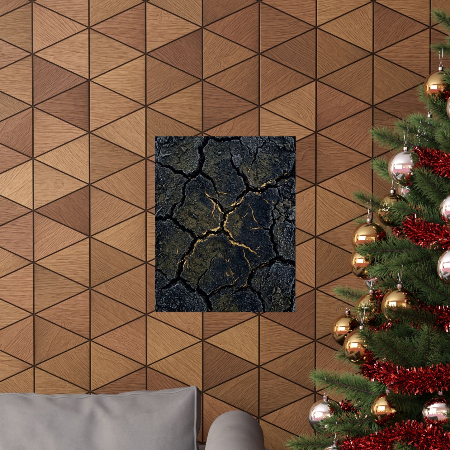 Cracked Earth Winter Wall Art Print | Dark Japandi Moody Design