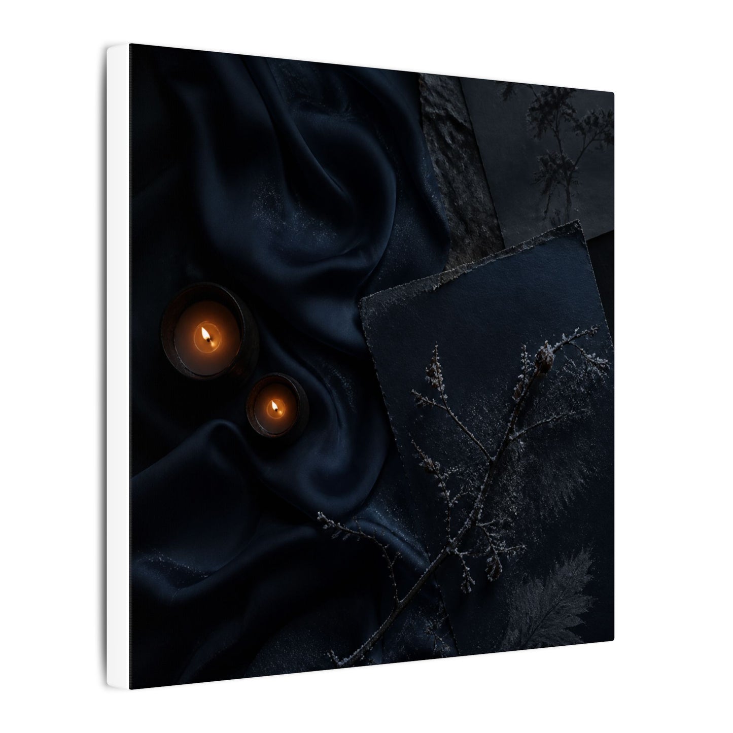 Candlelight Silk Drape Canvas Art - Dark Japandi Kanso