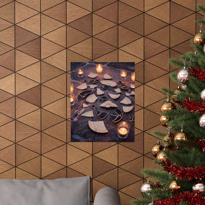 Broken Pottery Winter Wall Art Print | Kintsugi Healing Design