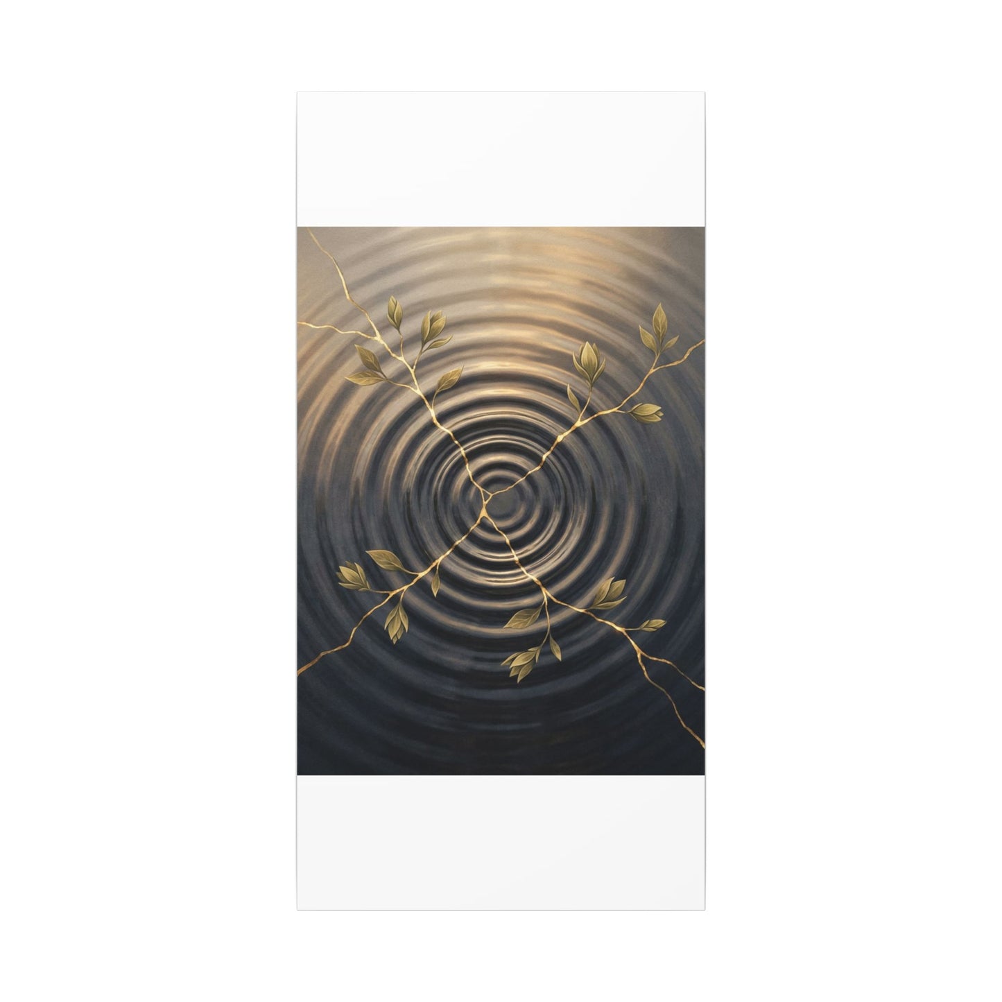Kanso Water Ripple Canvas Art - Kintsugi Gold Vein