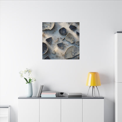 Broken Pottery Canvas Art | Winter Kintsugi Gold Vein Art