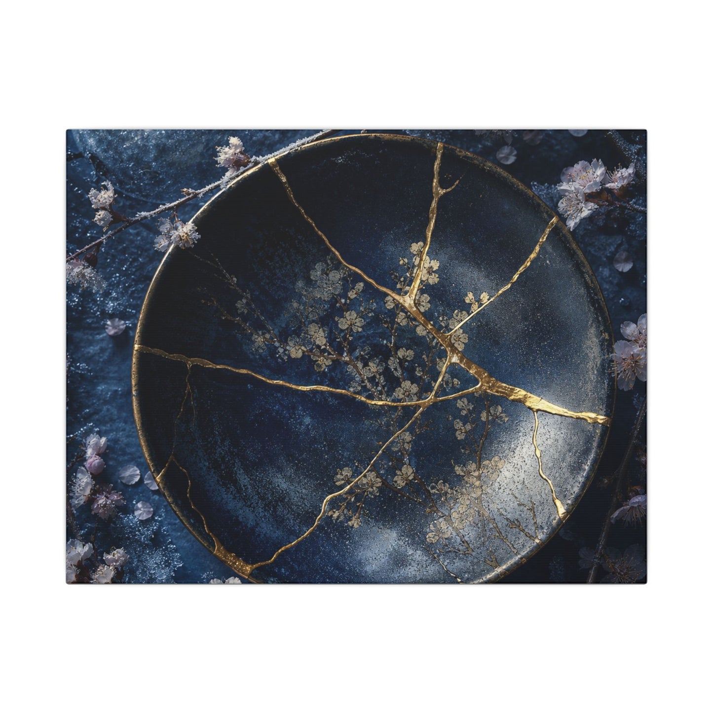 Cherry Blossom Winter Canvas Art | Kintsugi Philosophical Design