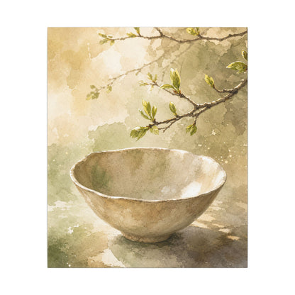 Warm Ceramic Bowl Canvas Art - Watercolor Japandi