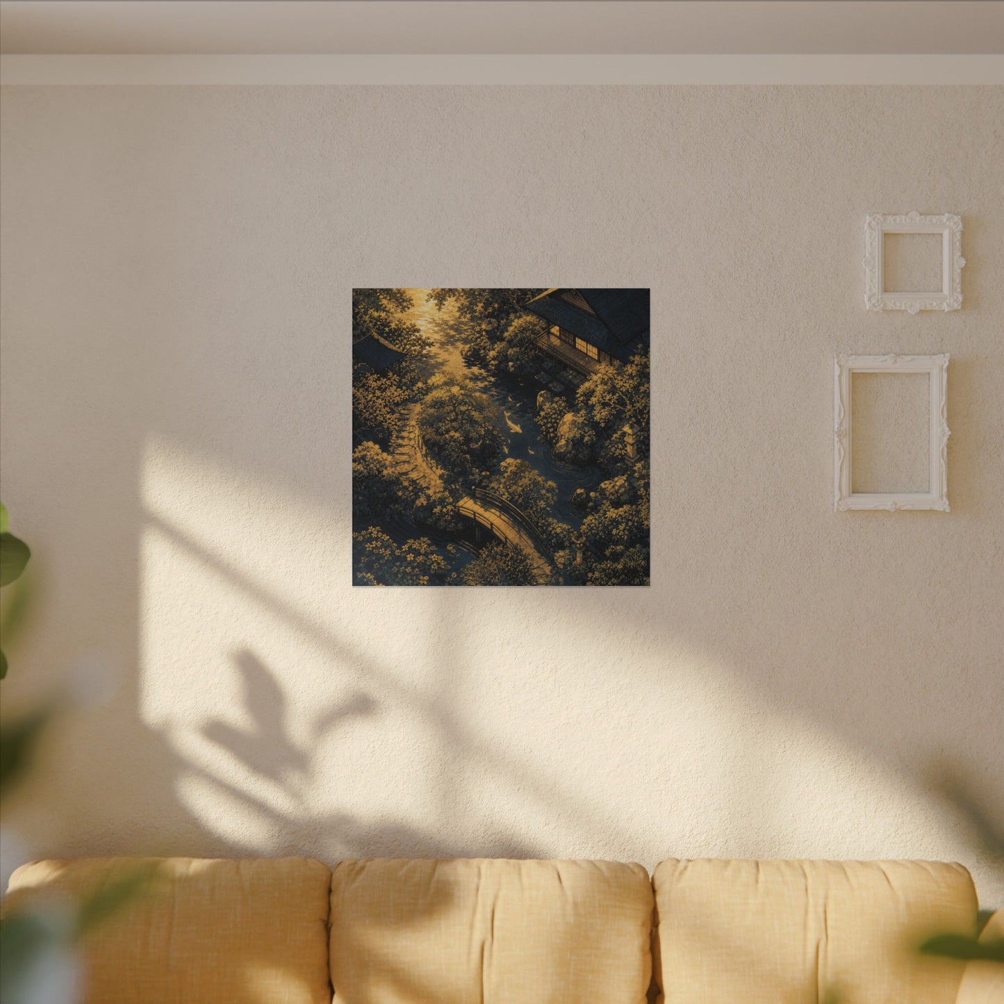 Contemplative Moonlit Garden Canvas Art - Ukiyo E Inspired Zen