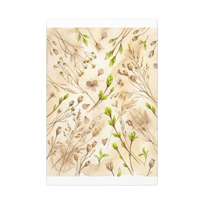 Spring Dried Flowers Watercolor Canvas Art | Earthy Decor