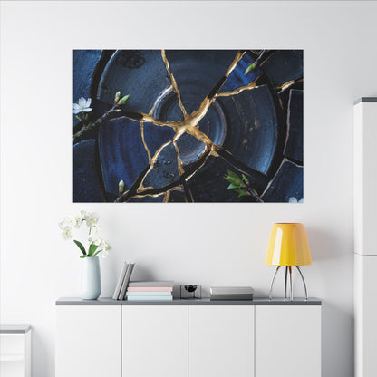 Moonlight Broken Pottery Canvas Art - Kintsugi Fukinsei