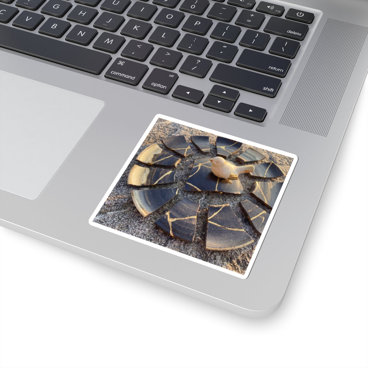 Kintsugi Broken Pottery in Golden Hour | Gold Repair Sticker Art Print