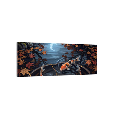 Koi Pond Canvas Art | Autumn Kintsugi Gold Repair Art