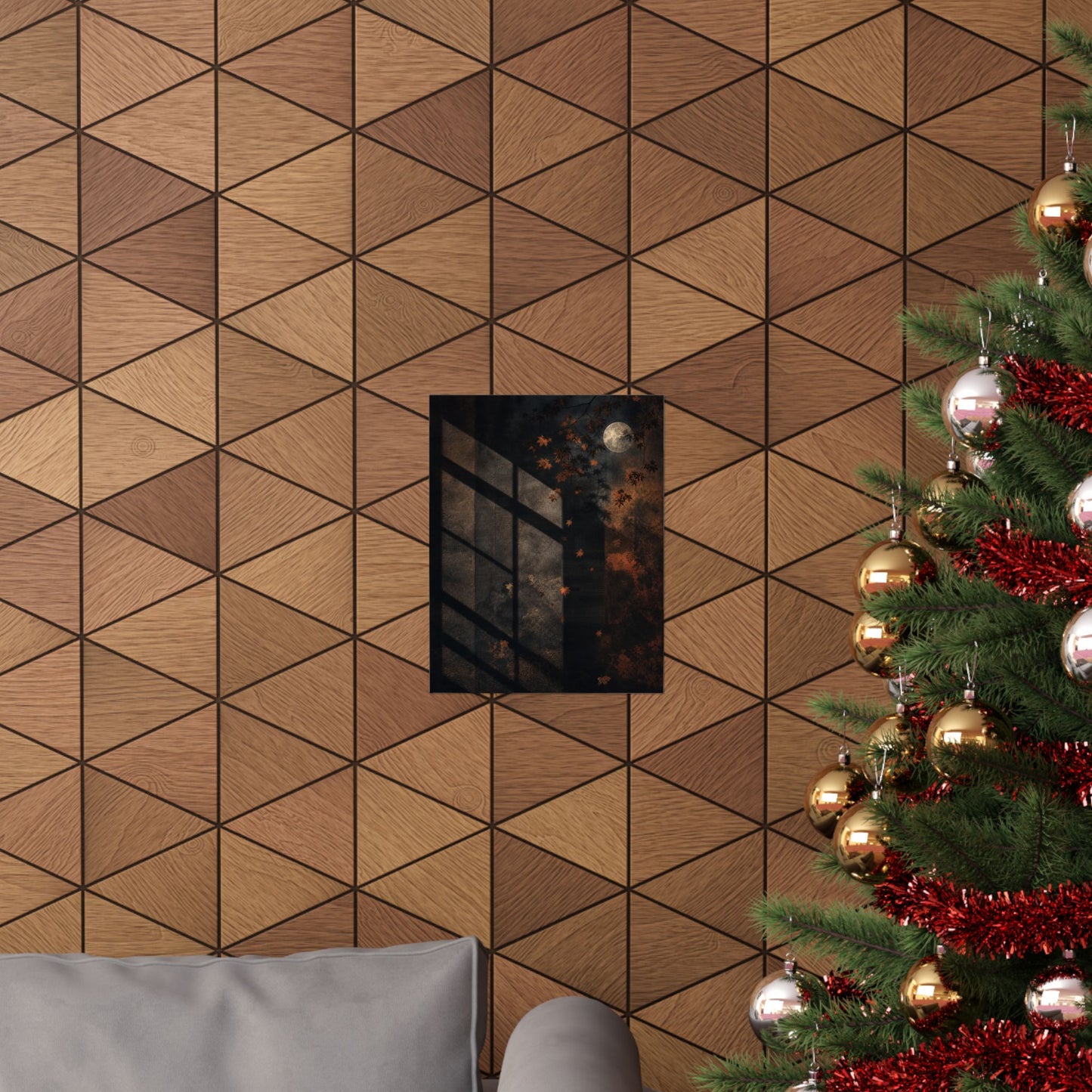 Shadow Play Autumn Wall Art Print | Dark Japandi Luxurious Design