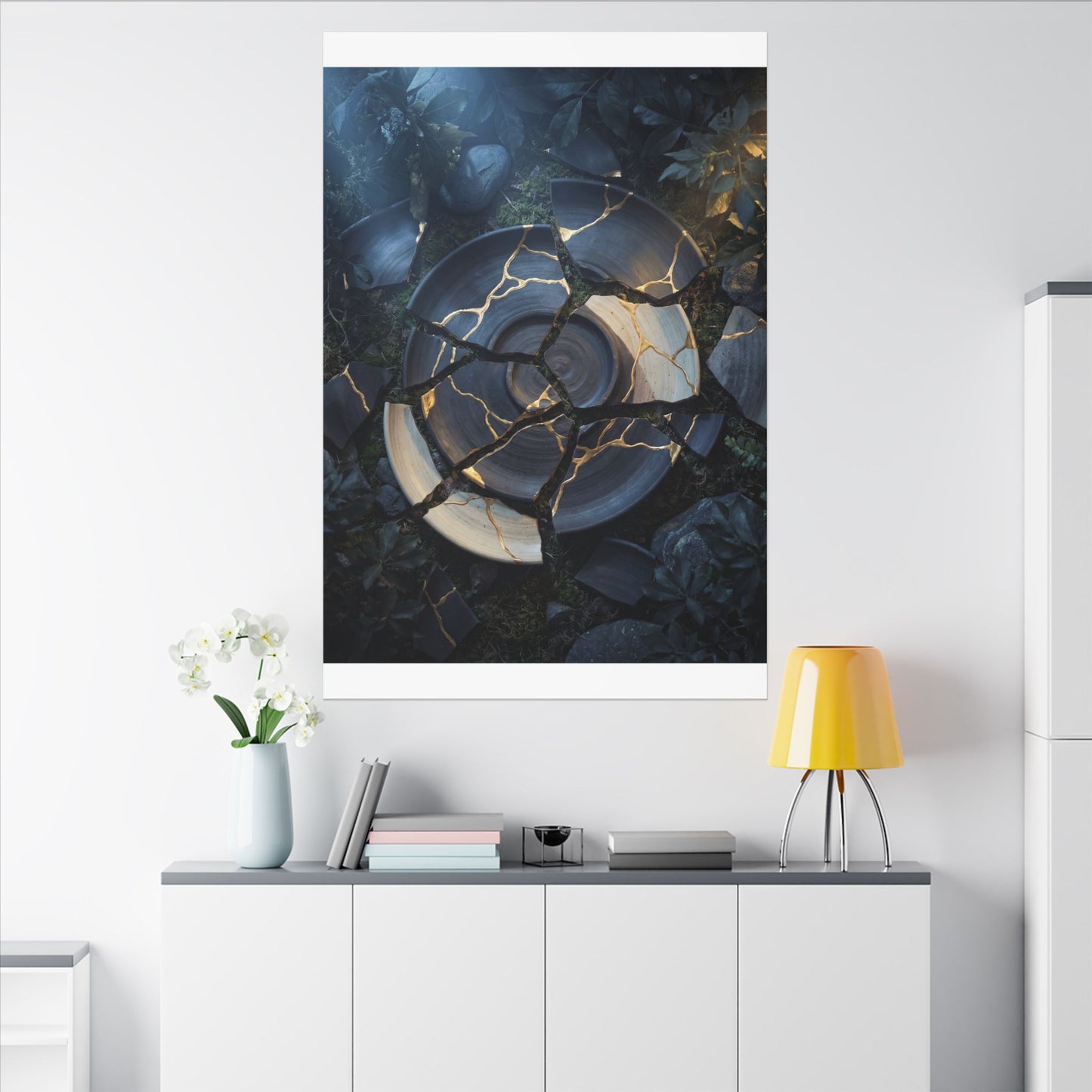 Resilient Broken Pottery Canvas Art - Gold Vein Kintsugi