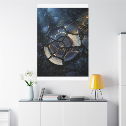 Resilient Broken Pottery Canvas Art - Gold Vein Kintsugi