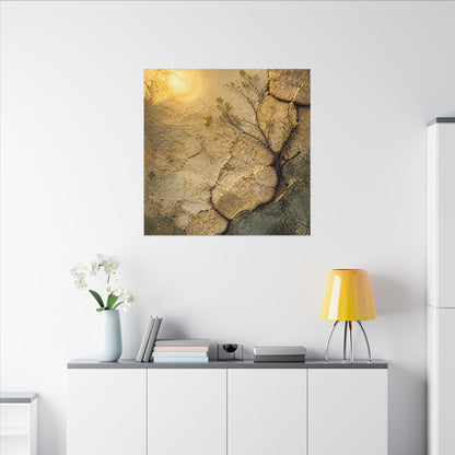Cracked Earth Spring Canvas Art | Japandi Warm Design