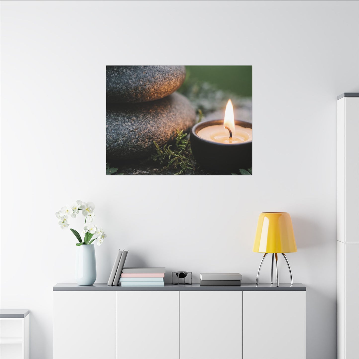 Warm River Stones Canvas Art - Japanese Pattern Japandi
