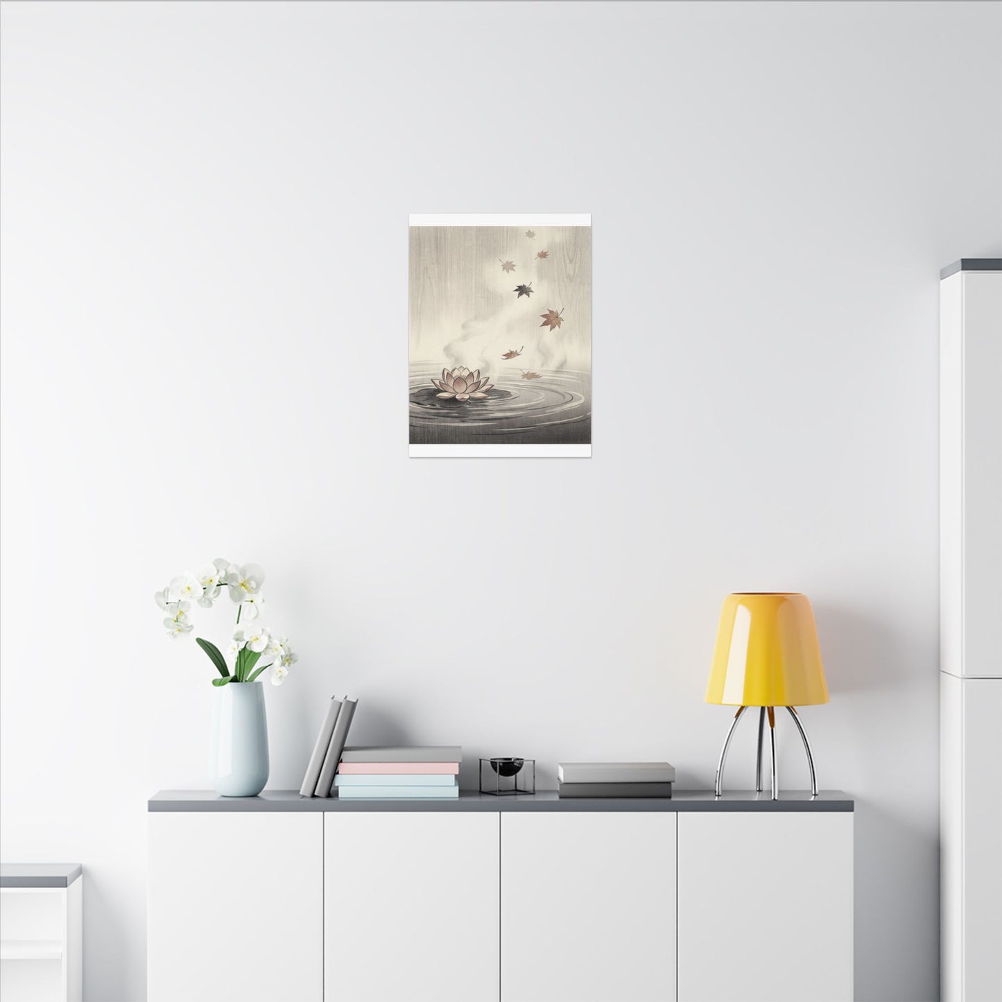 Lotus Flower Canvas Art | Autumn Zen Ukiyo E Inspired Art