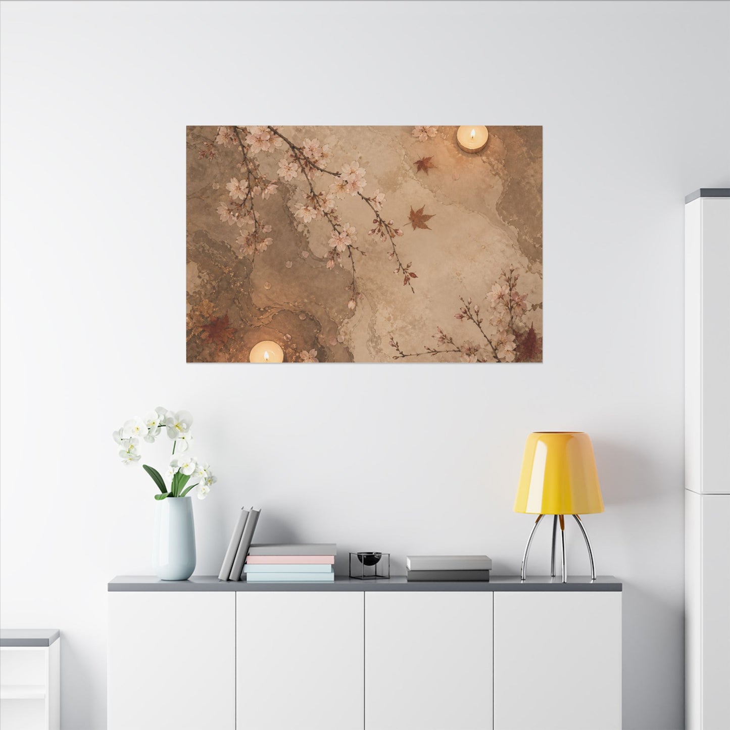 Cherry Blossom Canvas Art | Autumn Japandi Japanese Pattern Art