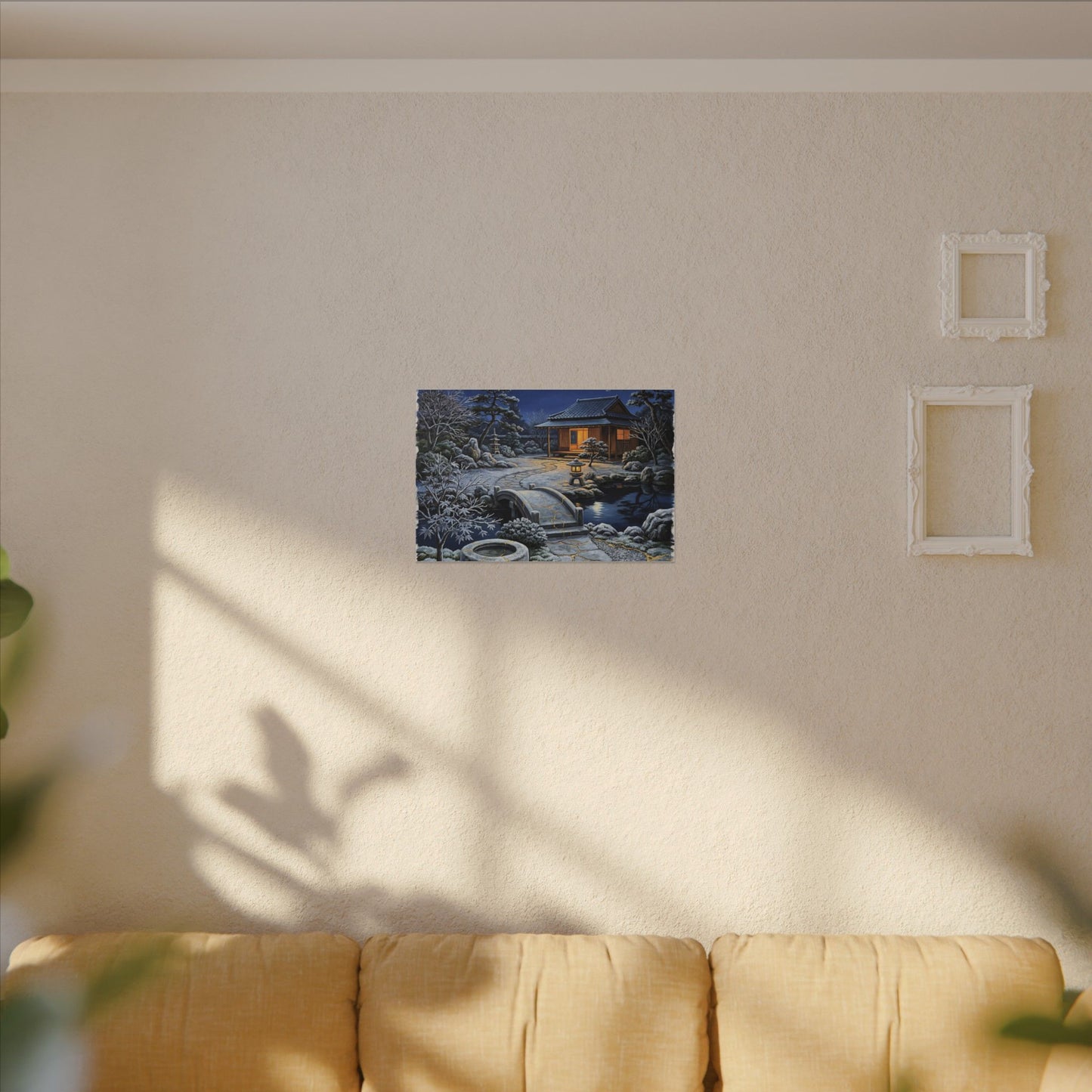 Moonlit Garden Winter Canvas Art | Kintsugi Artful Design