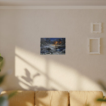 Moonlit Garden Winter Canvas Art | Kintsugi Artful Design