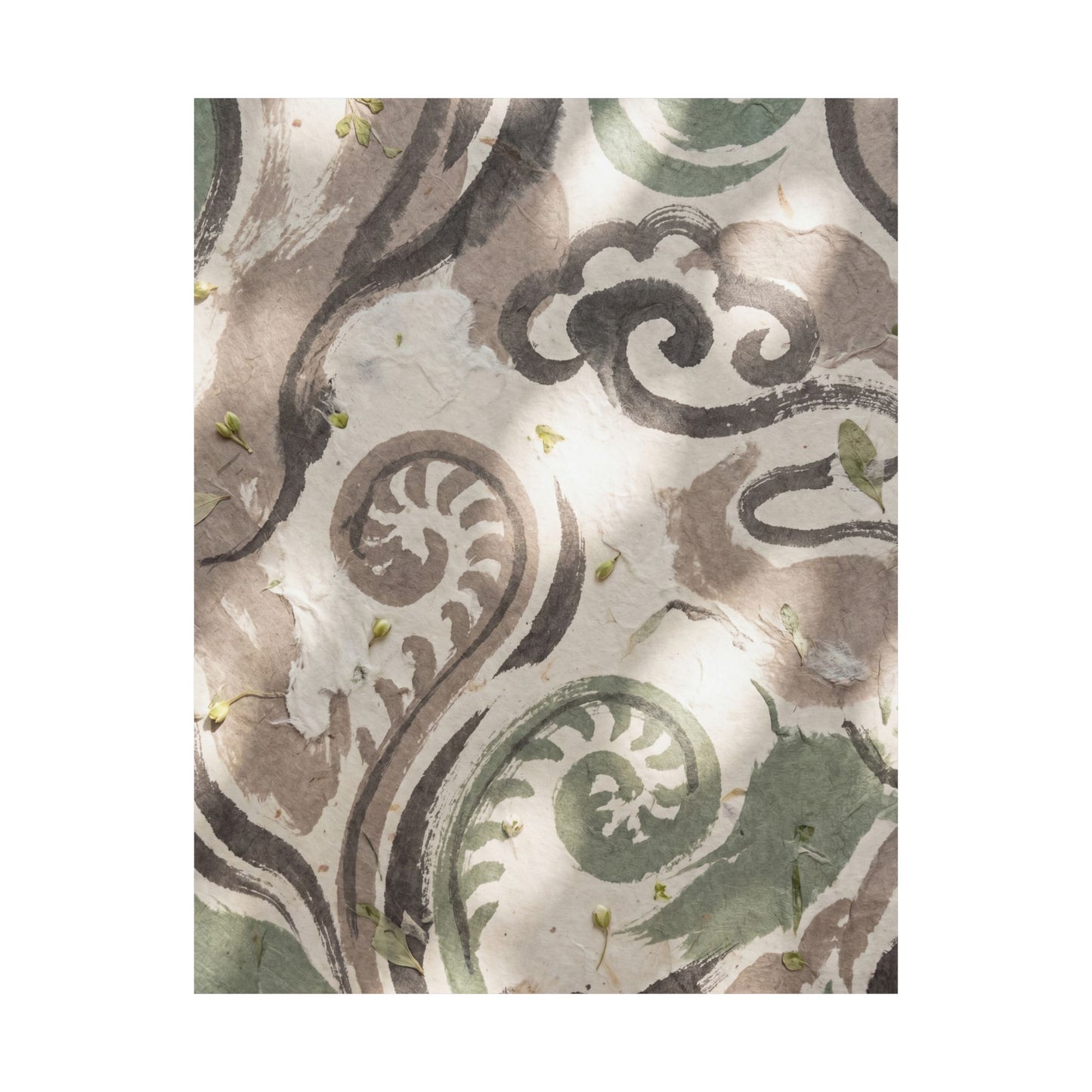 Ink Brushstroke Spring Wall Art Print | Japandi Earthy Design