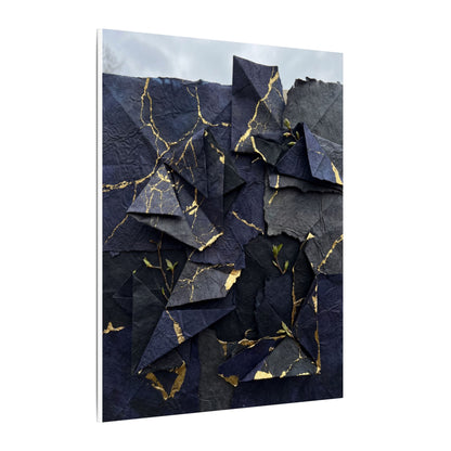 Beautiful Paper Fold Canvas Art - Crackle Gold Kintsugi