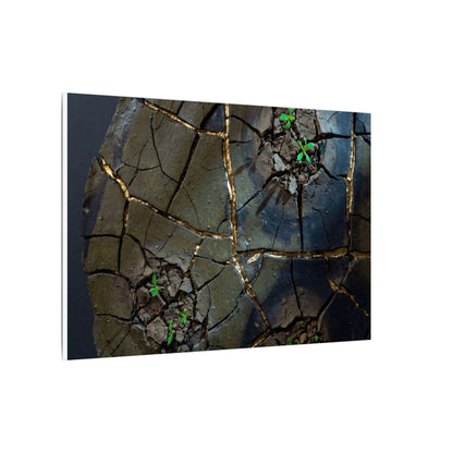 Dark Japandi Cracked Earth in Moonlight | Moody Minimal Canvas Art
