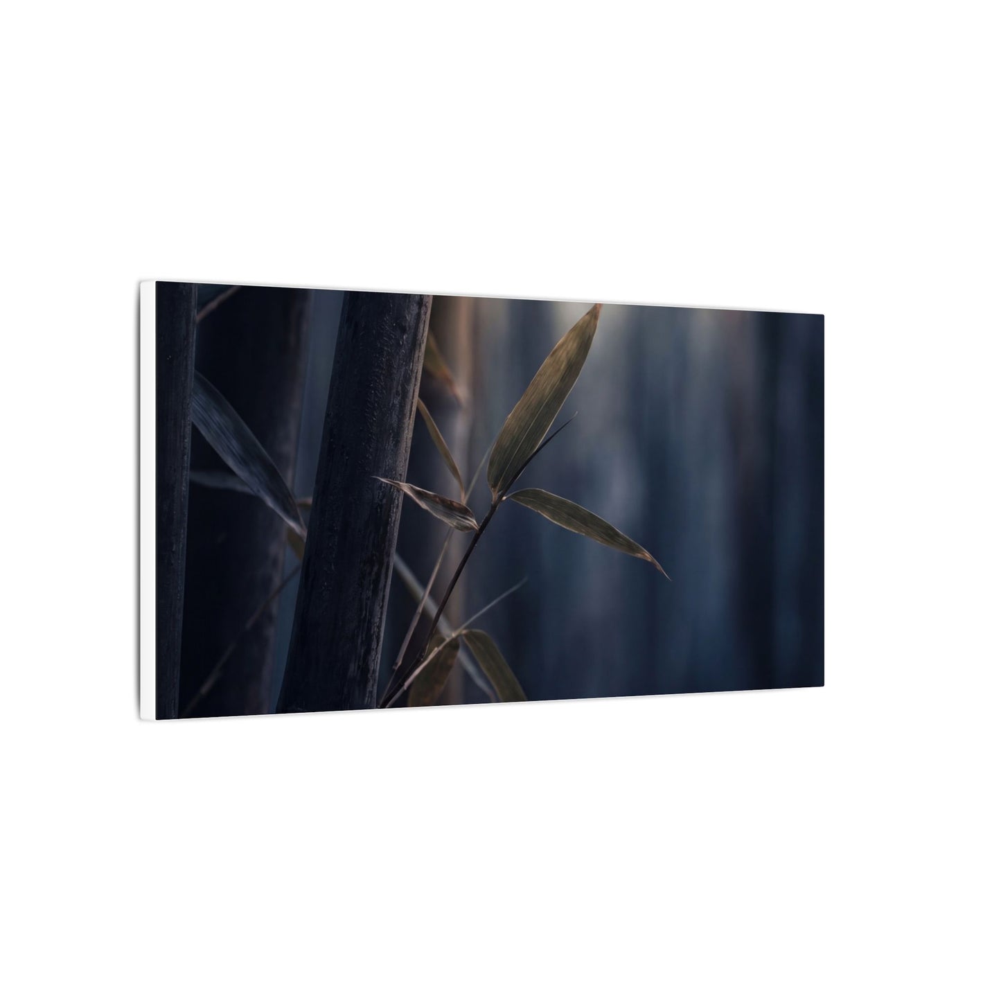 Dark Japandi Bamboo Grove in Dawn | Moody Minimal Canvas Art