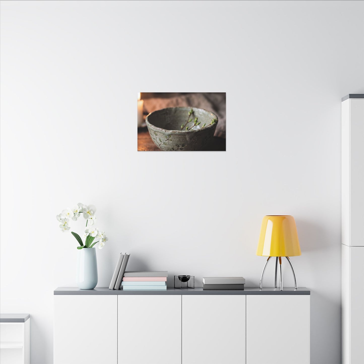 Ceramic Bowl Spring Canvas Art | Japandi Neutral Design