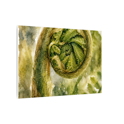 Japandi Fern Unfurling in Dappled | Watercolor Canvas Art