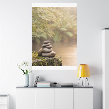 Cozy River Stones Canvas Art - Japanese Pattern Japandi