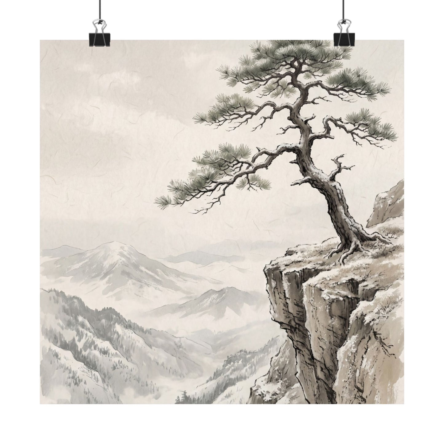 Pine Tree Wall Art Print | Winter Japandi Japanese Pattern Art