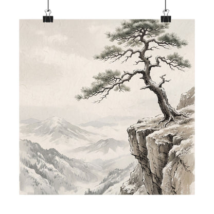 Pine Tree Wall Art Print | Winter Japandi Japanese Pattern Art