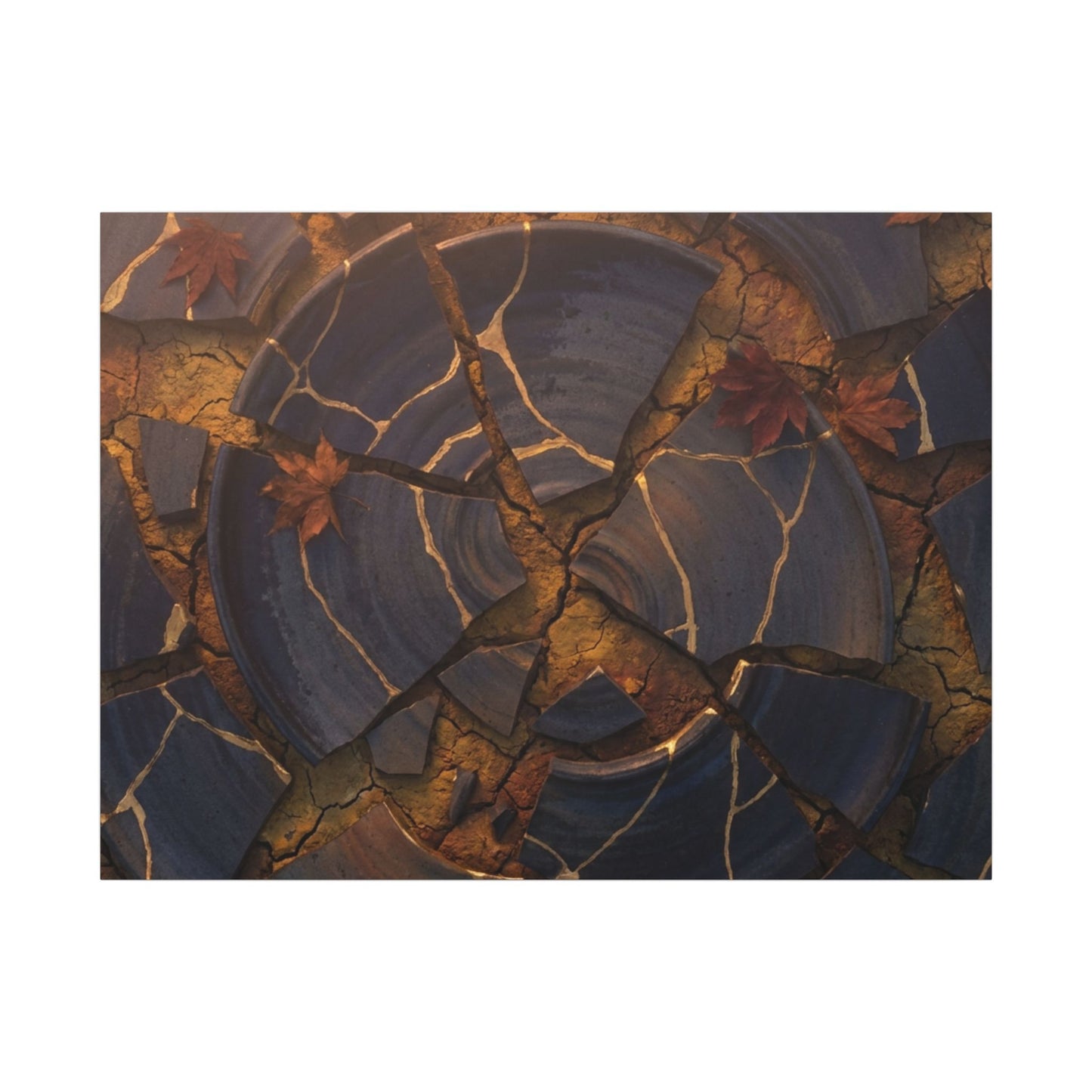 Autumn Cracked Earth Gold Repair Canvas Art | Philosophical Decor