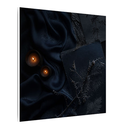 Candlelight Silk Drape Canvas Art - Dark Japandi Kanso