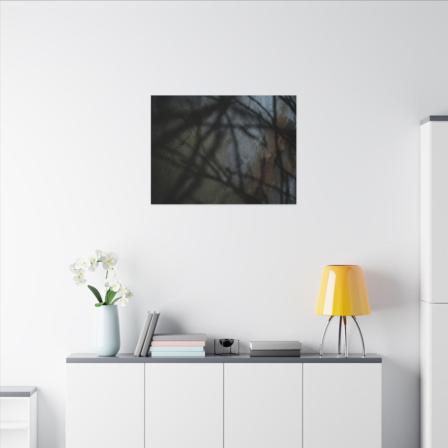Shadow Play Dark Texture Canvas Art | Sophisticated Dark Japandi Art