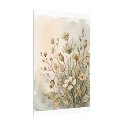 Summer Dried Flowers Watercolor Canvas Art | Elegant Decor