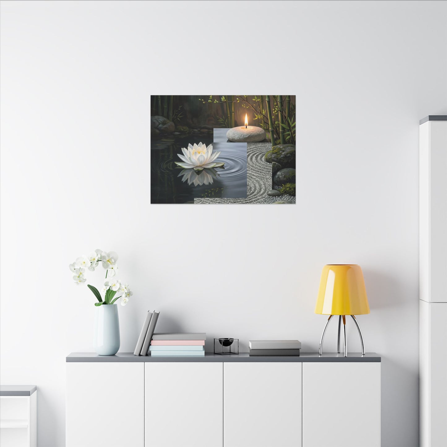 Candlelight Lotus Flower Canvas Art - Zen Kanso