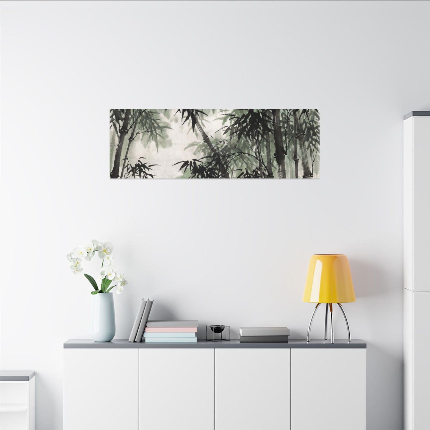 Zen Bamboo Grove in Overcast | Sumi E Canvas Art
