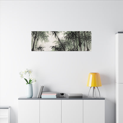 Zen Bamboo Grove in Overcast | Sumi E Canvas Art