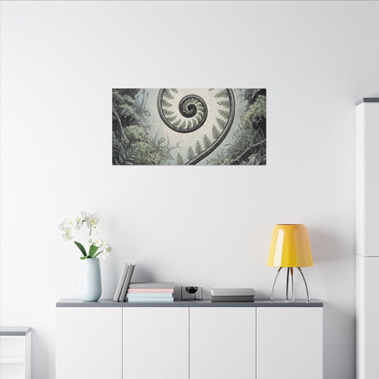 Zen Fern Unfurling in Dawn | Ukiyo E Inspired Canvas Art