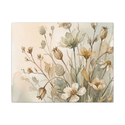 Summer Dried Flowers Watercolor Canvas Art | Elegant Decor
