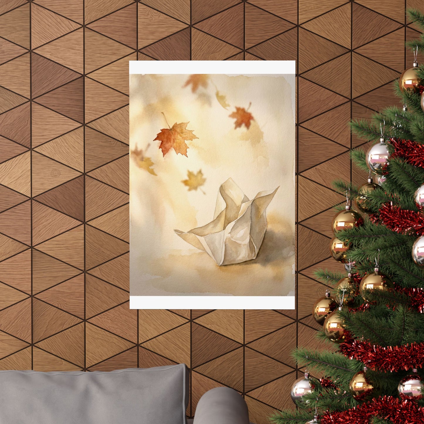 Paper Fold Watercolor Wall Art Print | Earthy Japandi Art