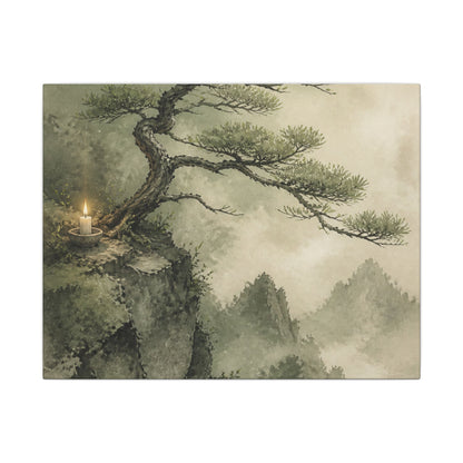 Candlelight Pine Tree Canvas Art - Japandi Kanso