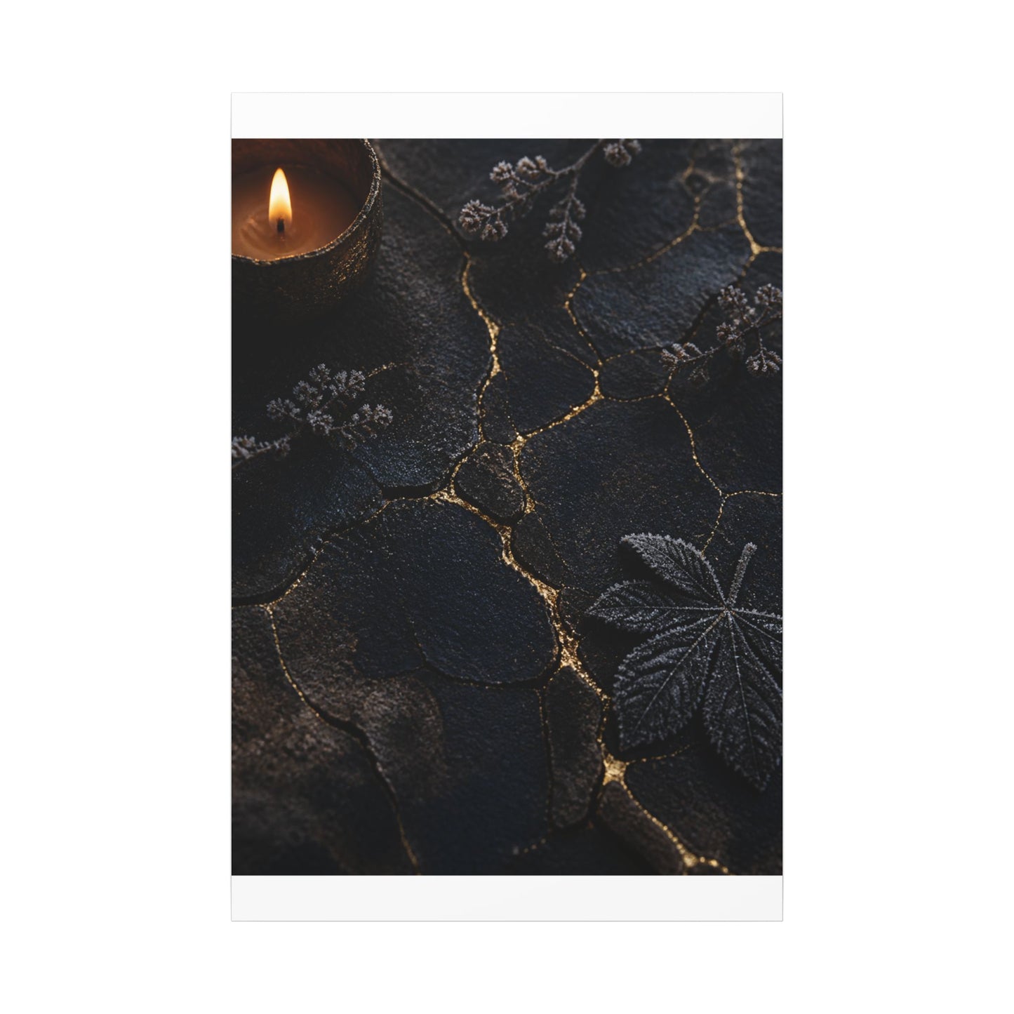 Candlelight Cracked Earth Canvas Art - Dark Japandi Ma