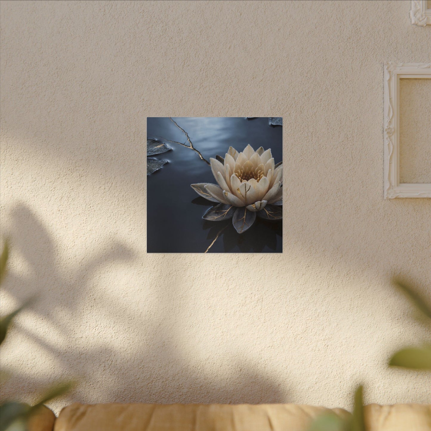Beautiful Lotus Flower Canvas Art - Gold Vein Kintsugi