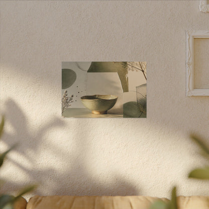 Warm Ceramic Bowl Canvas Art - Minimal Line Japandi